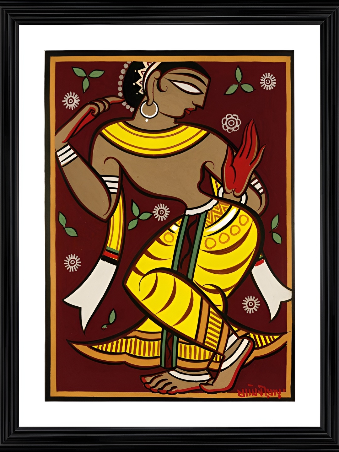 

Adventures India Black & Brown Dancing Woman Wooden Painting Wall Art