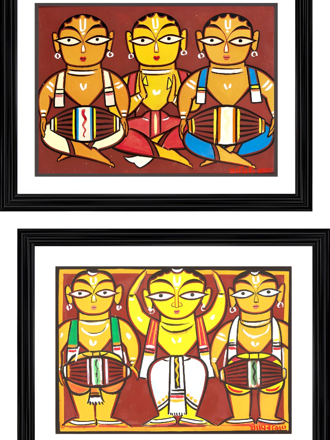 

Adventures India Black & Yellow 2 Pieces Wooden Printed Wall Paintings