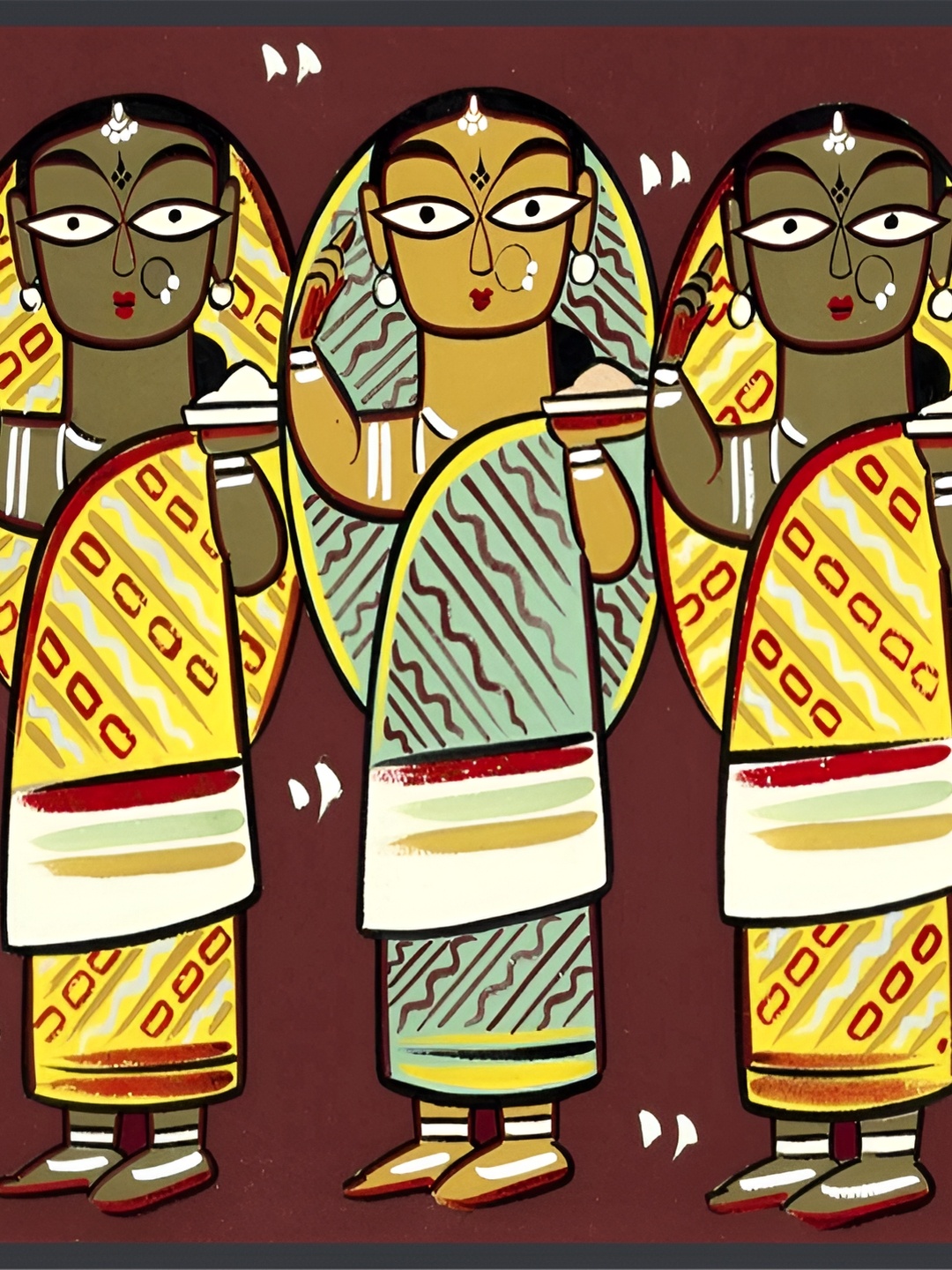 

Adventures India Black & Red Five Women Wooden Painting Wall Art