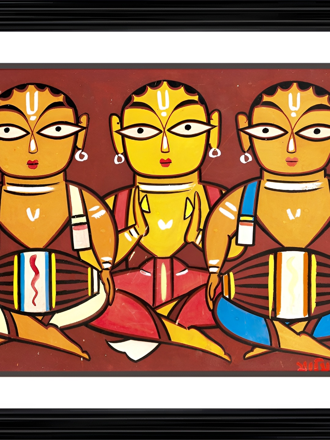 

Adventures India White & Brown Three Musicians Wooden Painting Wall Art