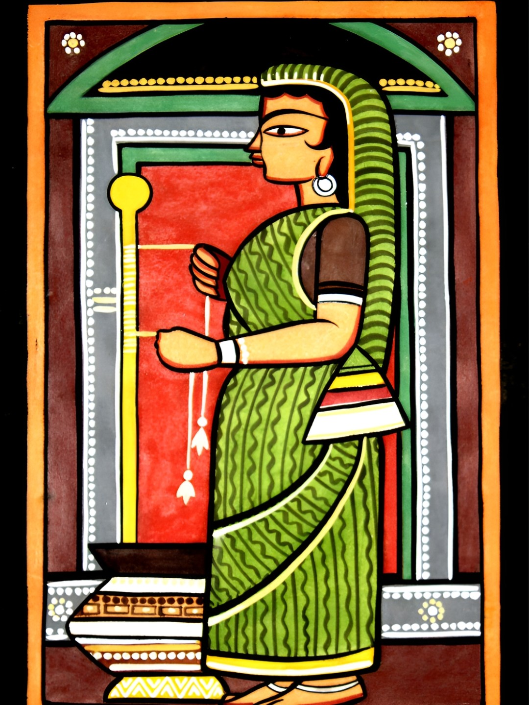 

Adventures India Green & Red Wooden Painting Wall Art