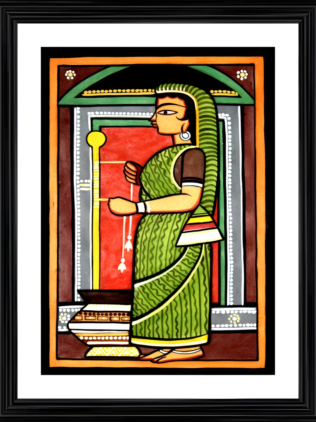 

Adventures India Green & Red Wooden Painting Wall Art
