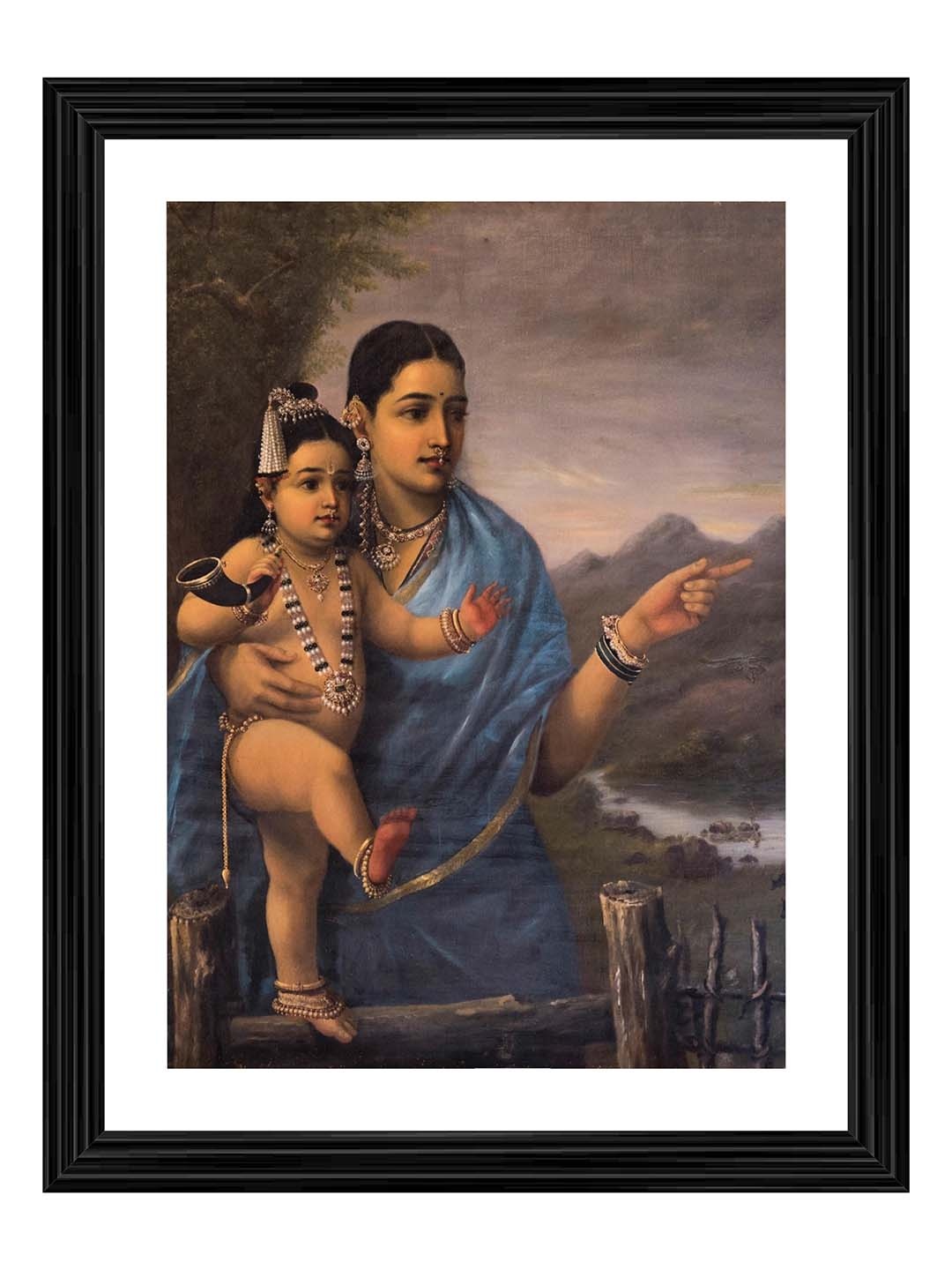

Adventures India Blue & Beige Religious Wooden Painting Wall Art