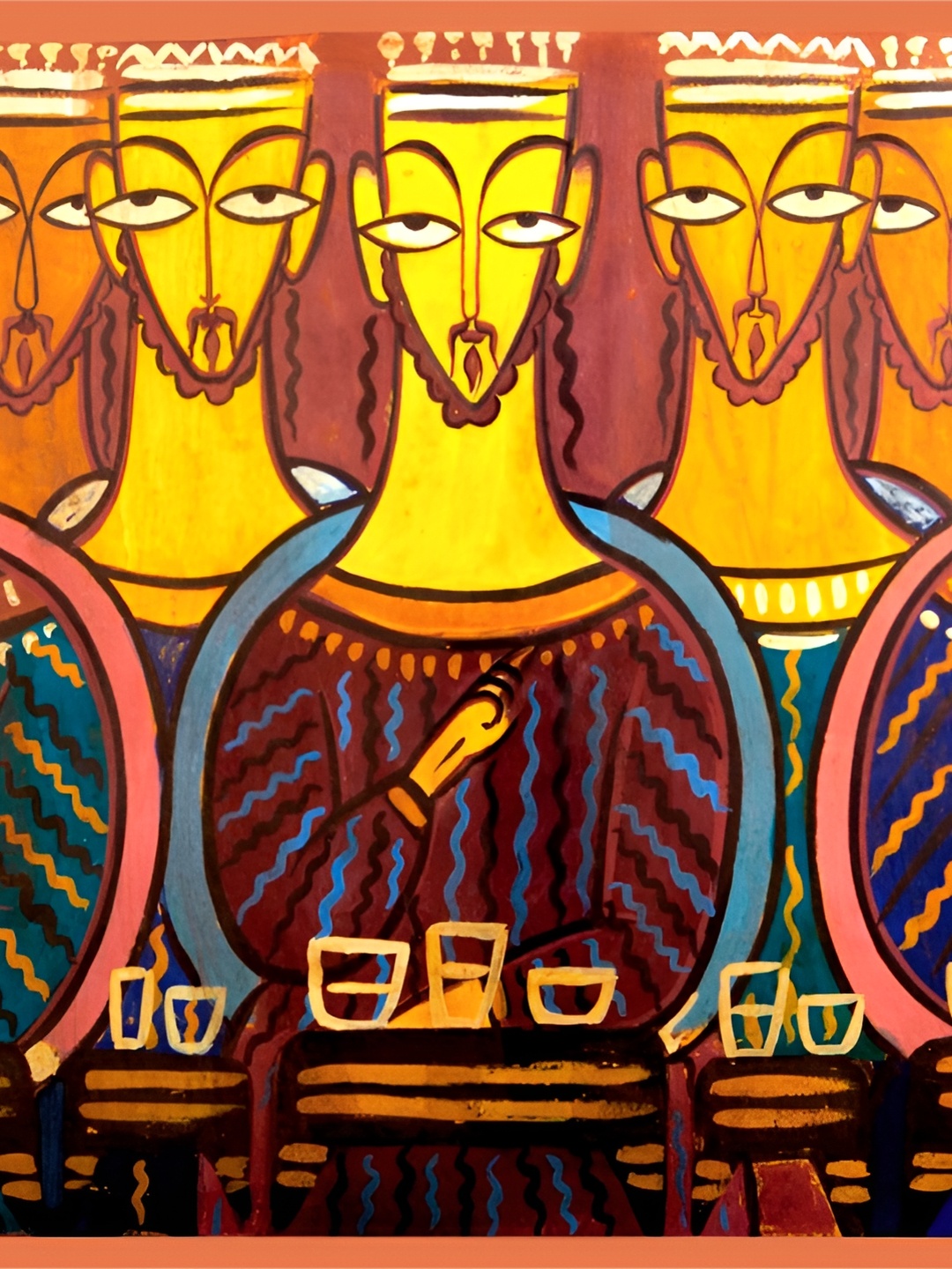 

Adventures India Red & Yellow Wooden Wall Art
