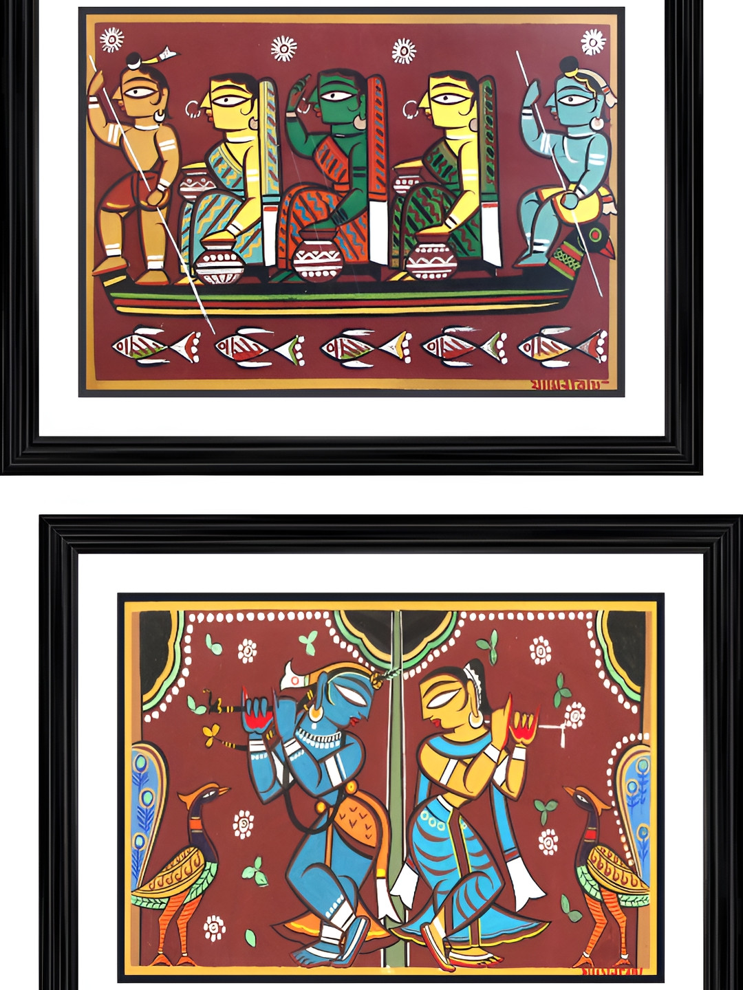 

Adventures India Black & Red 2 Pieces Wooden Painting Wall Art