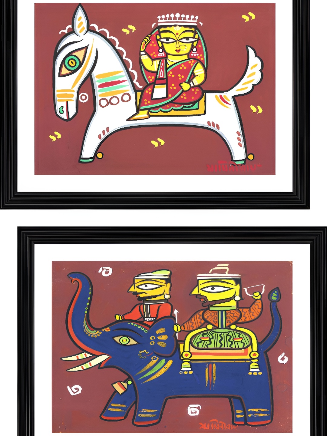 

Adventures India White & Brown 2 Pieces Wooden Paintings Wall Art