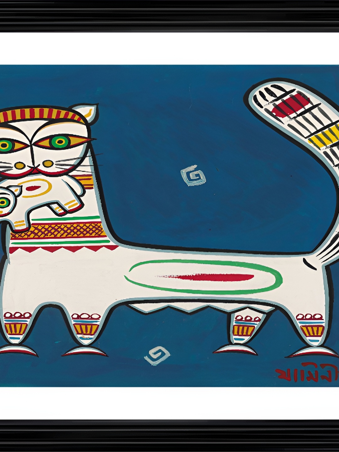 

Adventures India White & Blue Cat And Kitten Wooden Painting Wall Art