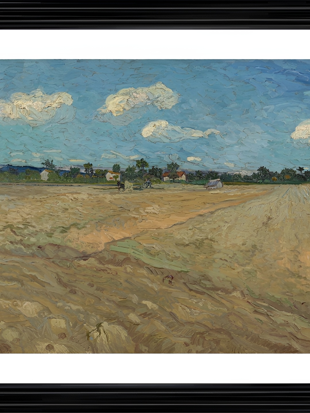 

Adventures India White & Blue Ploughed Fields Wooden Painting Wall Art