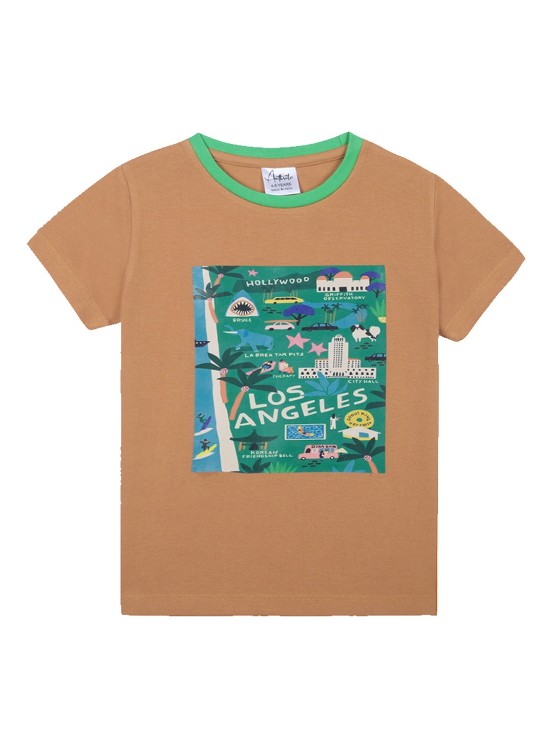 

Anthrilo Boys Typography Printed Applique T-shirt, Brown