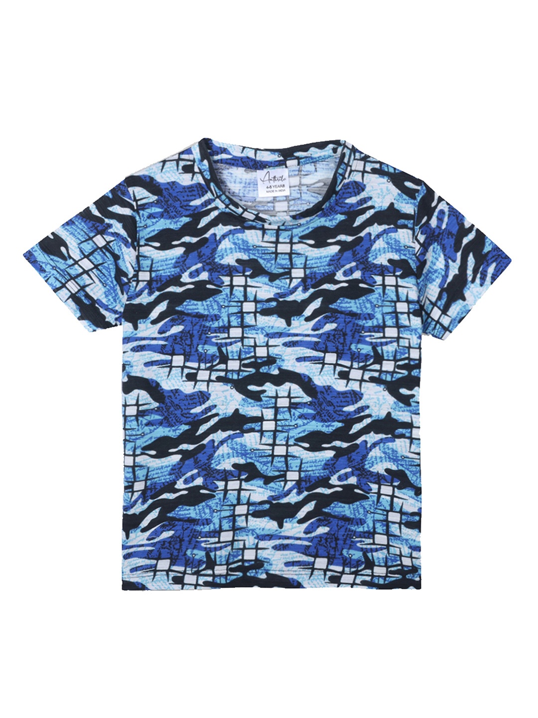 

Anthrilo Boys Printed Applique T-shirt, Blue