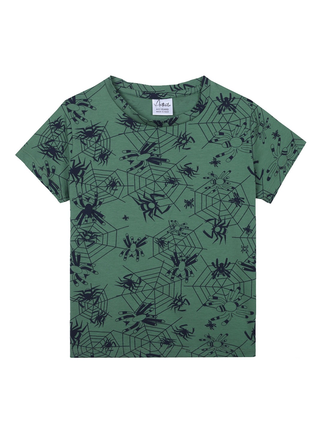 

Anthrilo Boys Printed Applique T-shirt, Green