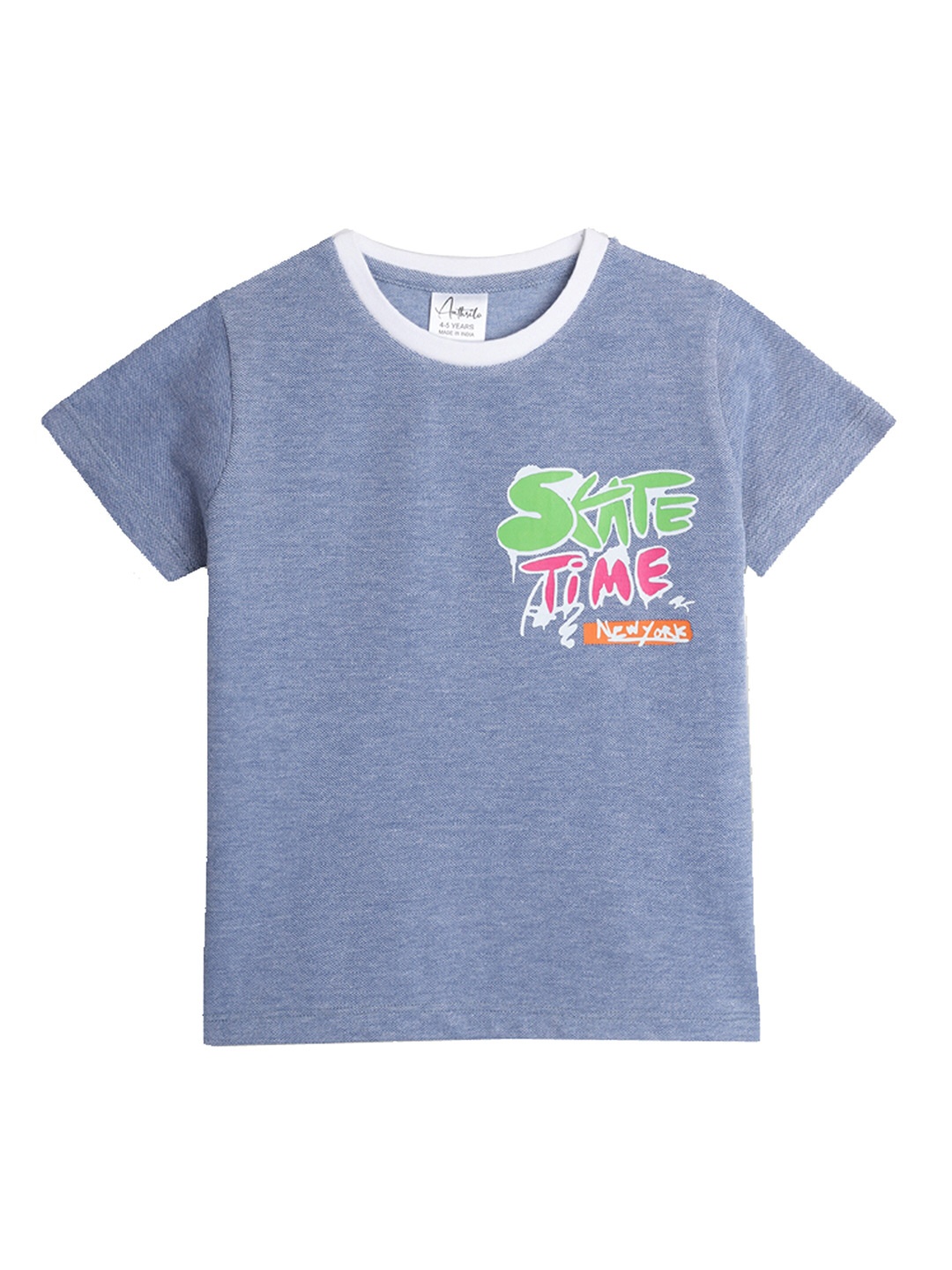 

Anthrilo Boys Printed Applique T-shirt, Blue