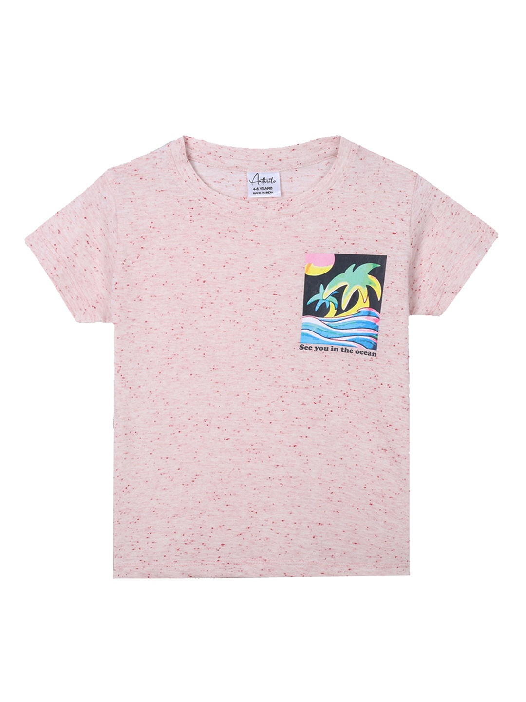 

Anthrilo Boys Printed Pockets T-shirt, Pink