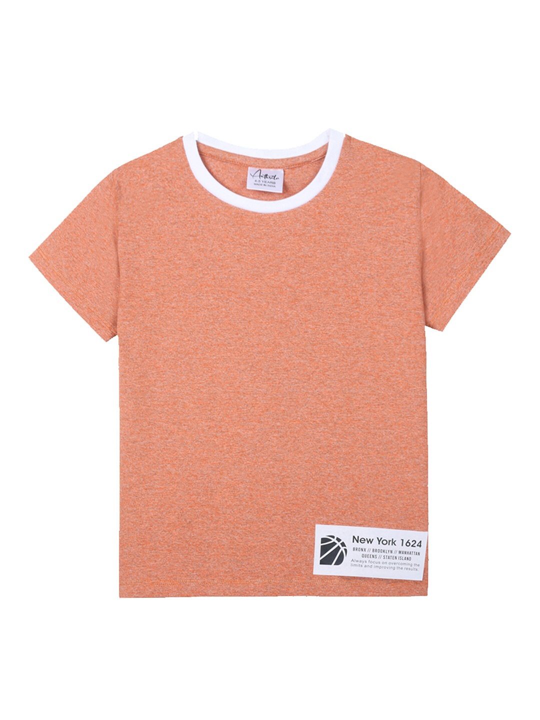 

Anthrilo Boys V-Neck Extended Sleeves Applique T-shirt, Orange
