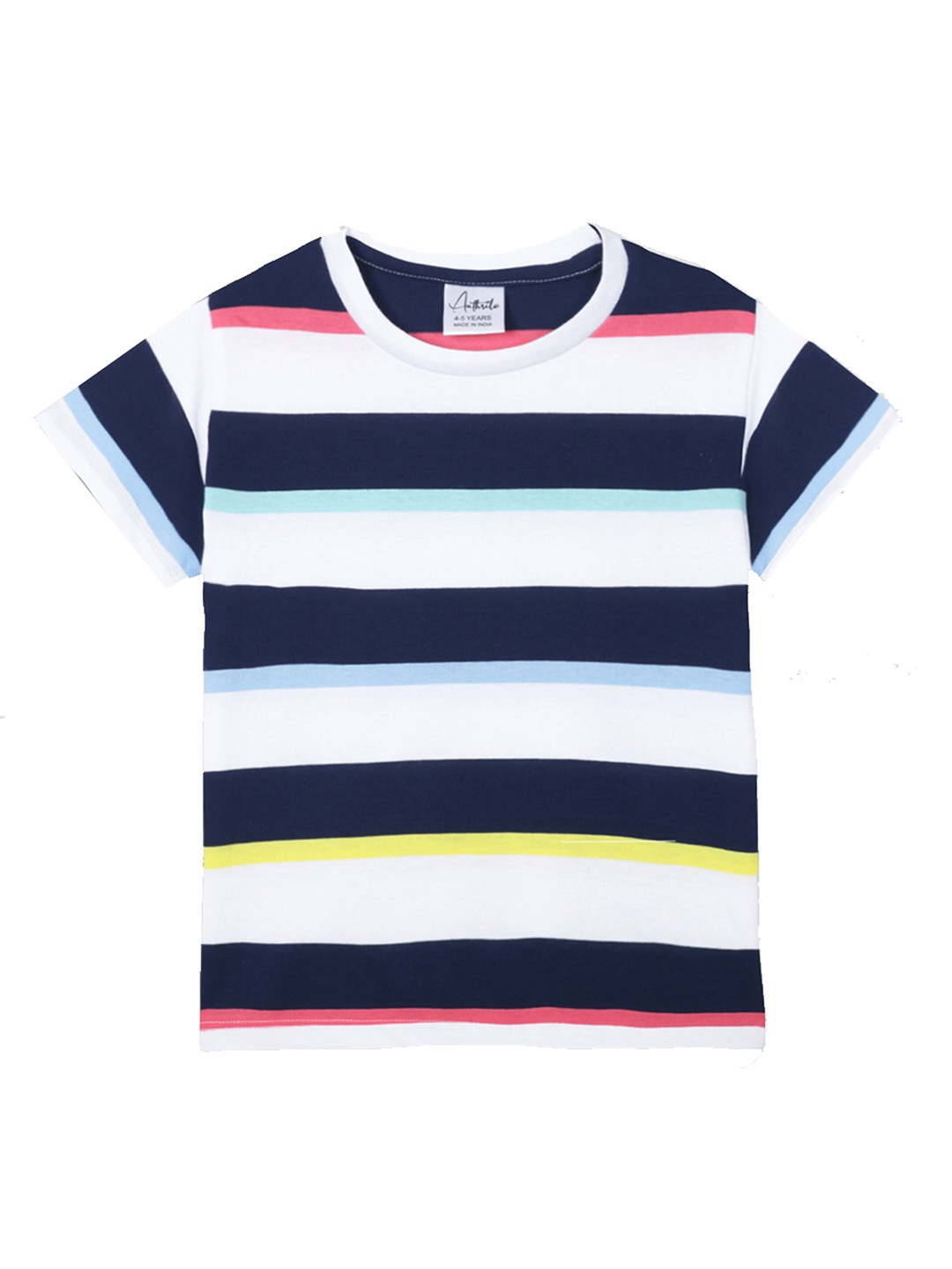 

Anthrilo Boys Striped Applique T-shirt, Navy blue