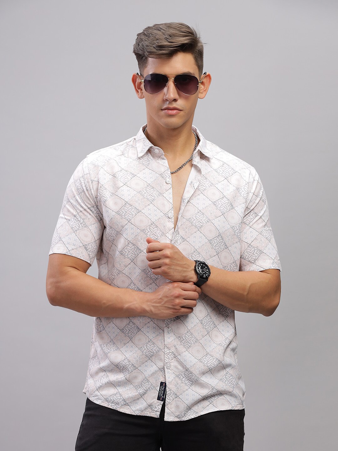 

PAUL STREET Men Standard Slim Fit Opaque Printed Casual Shirt, Pink