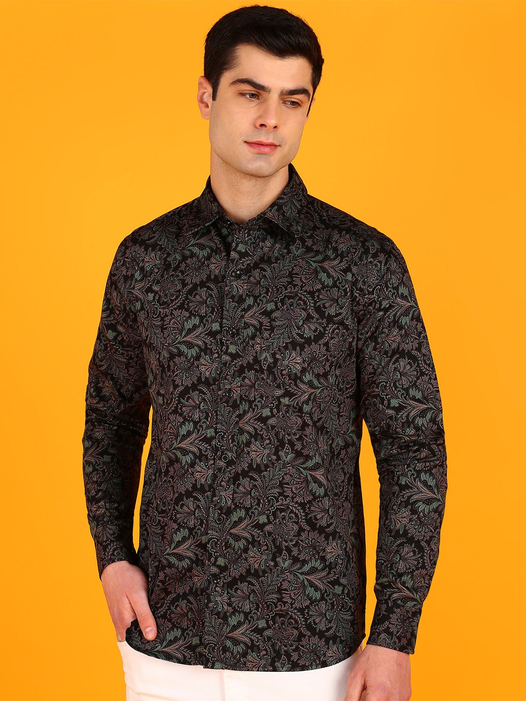 

ZNX Clothing Men Premium Opaque Printed Casual Shirt, Black