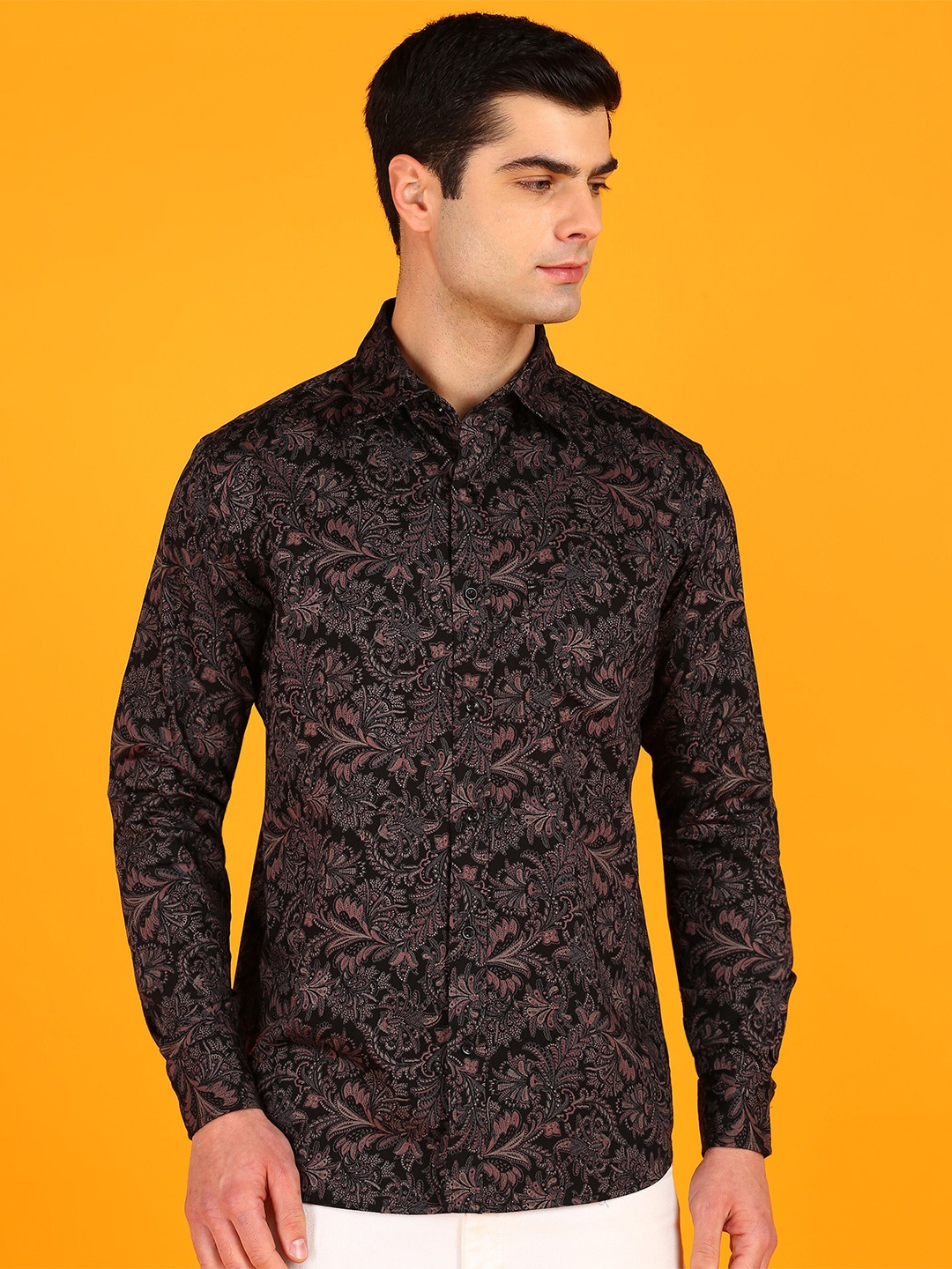 

ZNX Clothing Men Premium Floral Opaque Printed Casual Shirt, Black