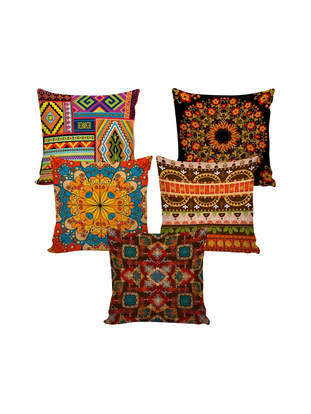 

Aura Brown & Blue 5 Pieces Digital Printed Square Cushion Covers