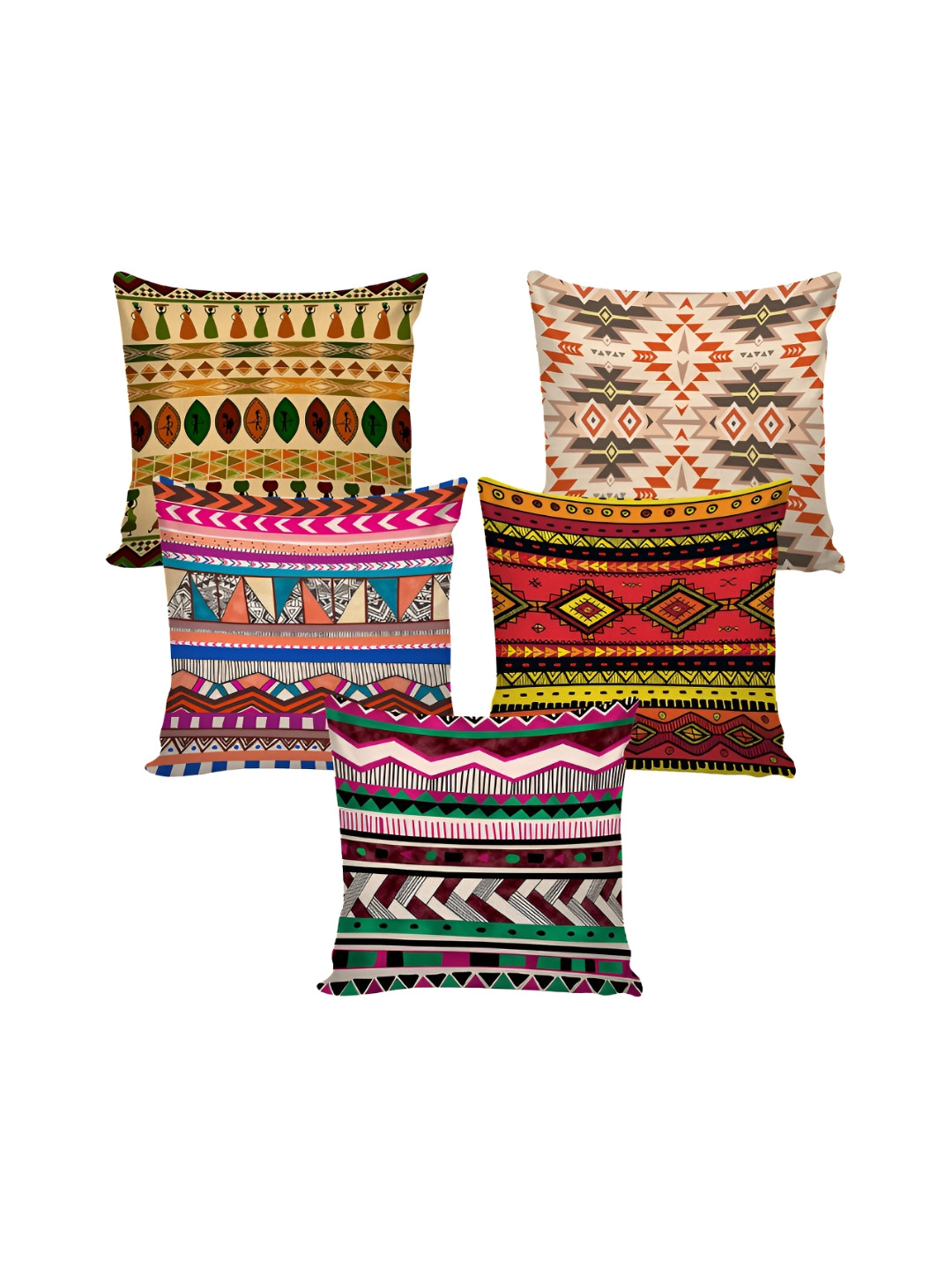 

Aura Red & Yellow 5 Pieces Digital Printed Square Cushion Covers