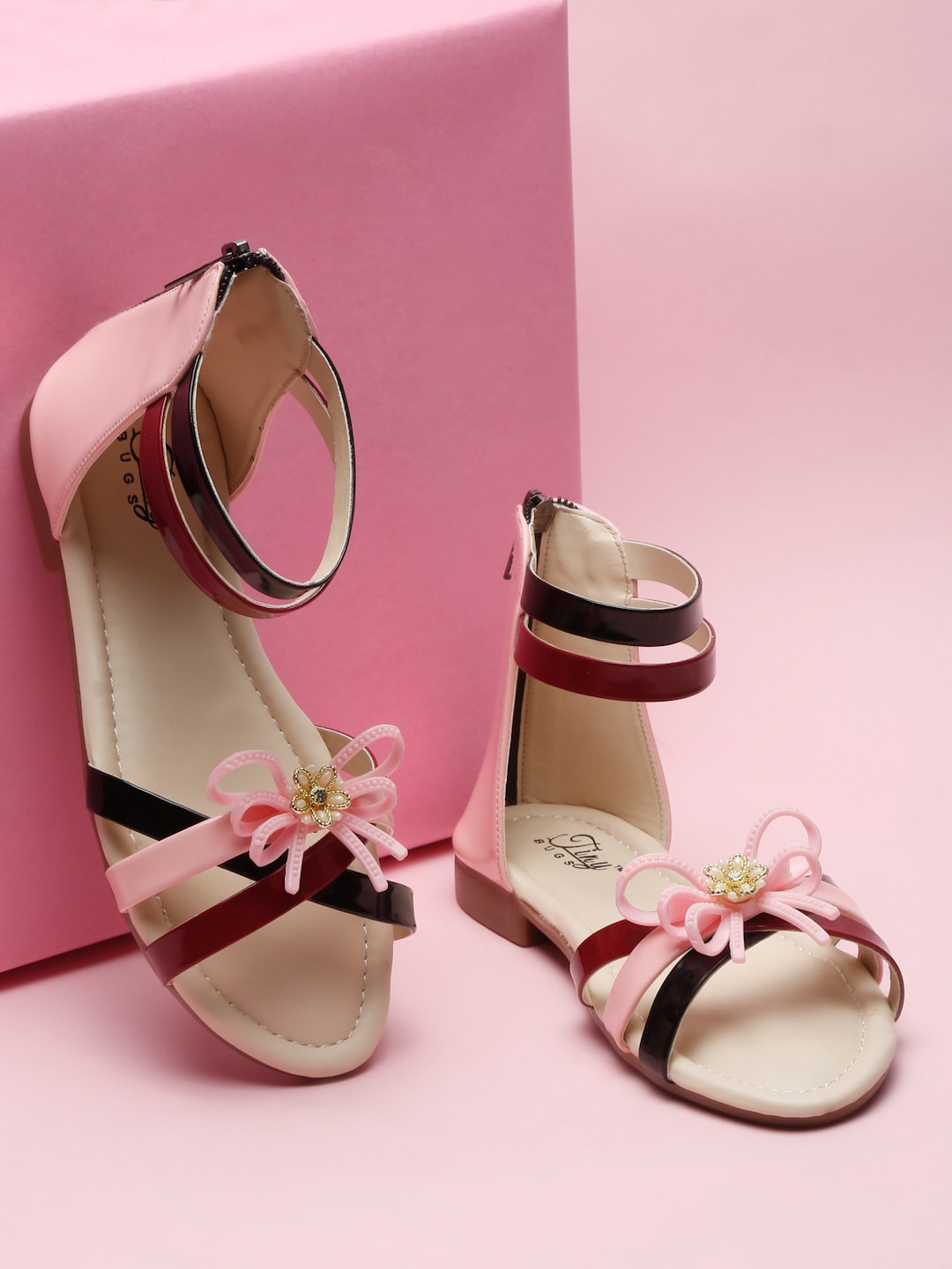 

Tiny Bugs Girls Bow Detail Open Toe Flats, Pink