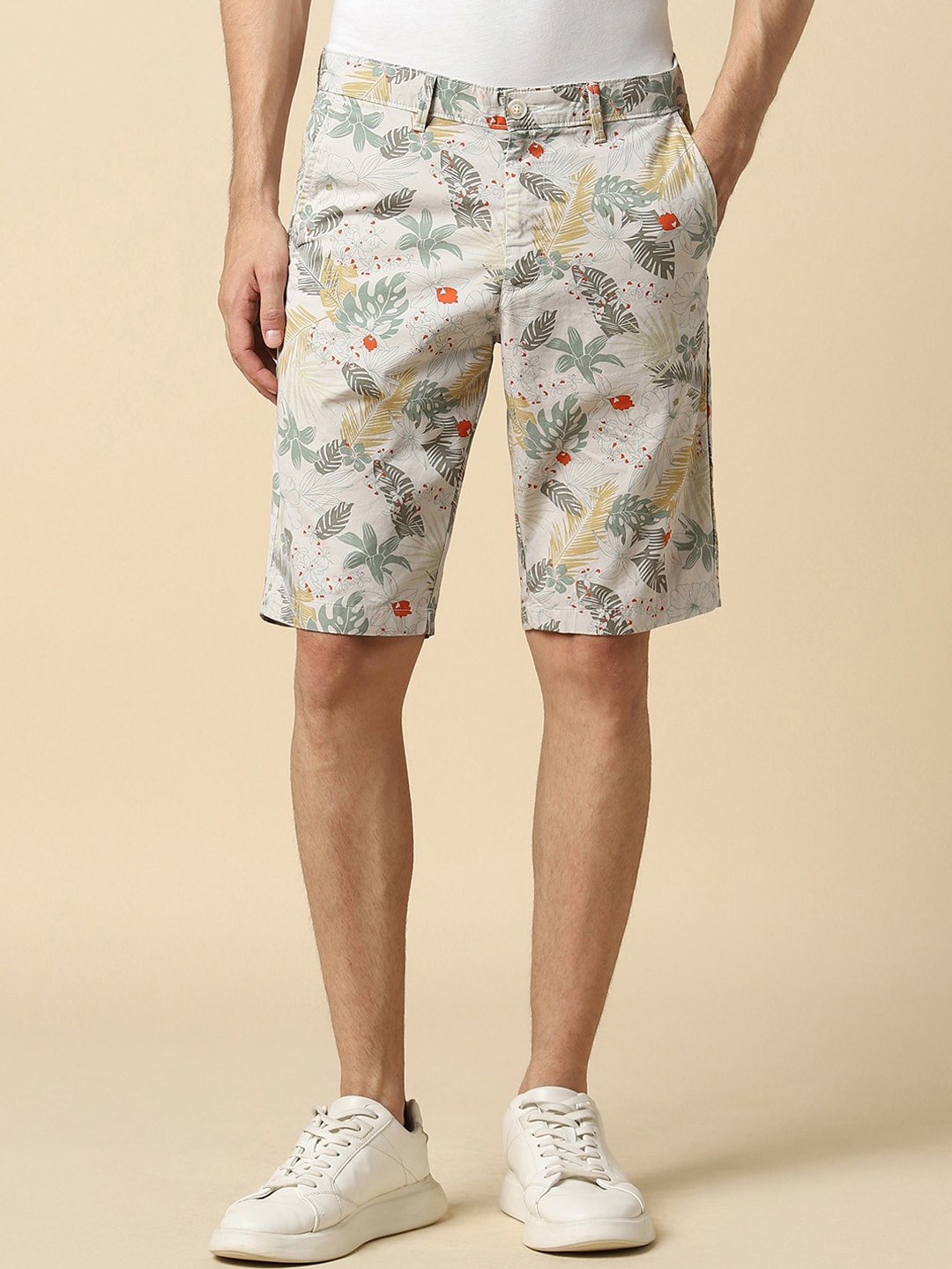 

Allen Solly Men Floral Printed Slim Fit Shorts, Grey