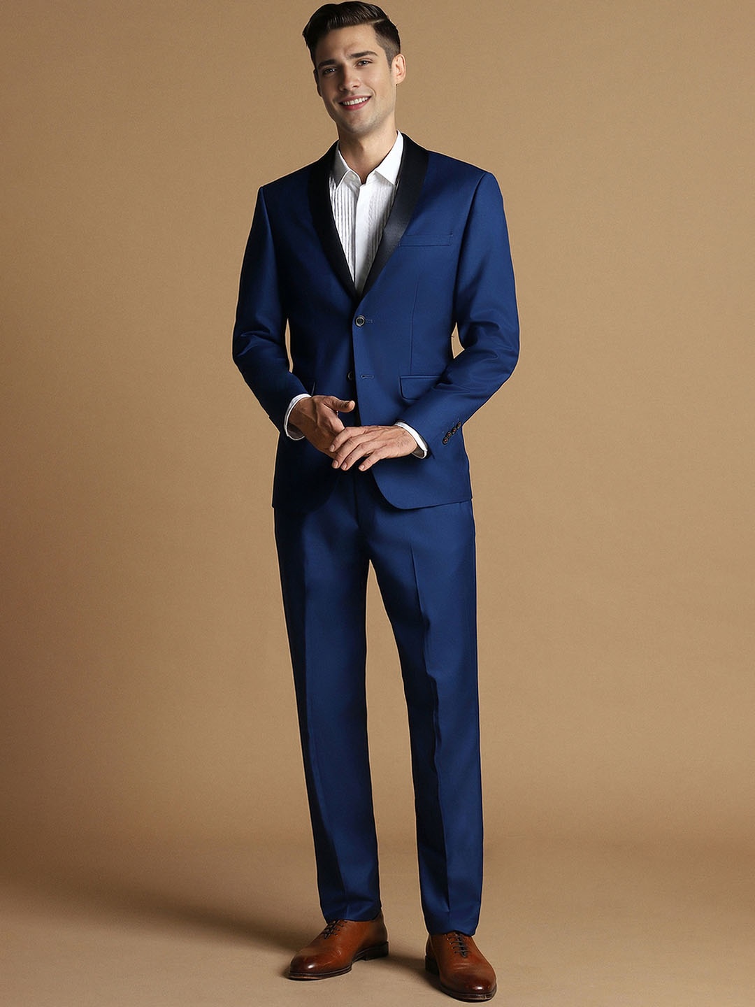 

Allen Solly Slim Fit Single-Breasted Formal Two Piece Suit, Navy blue