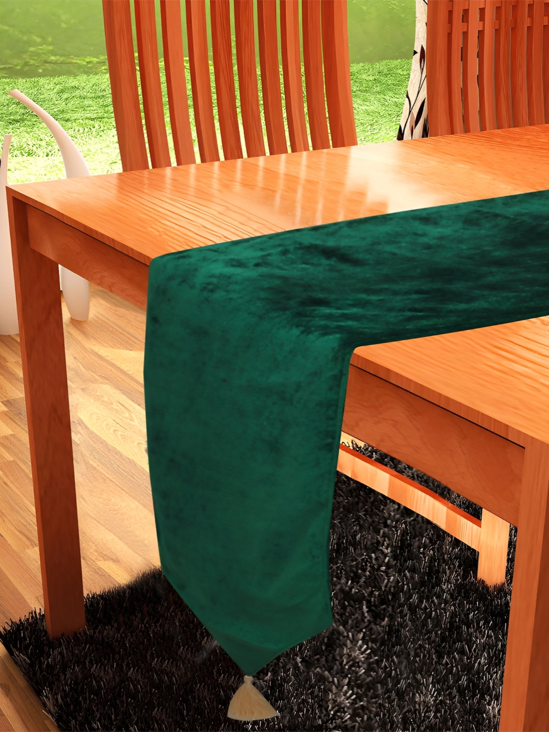 

Home Heart Green Velvet Reversible Double Layered Table Runner