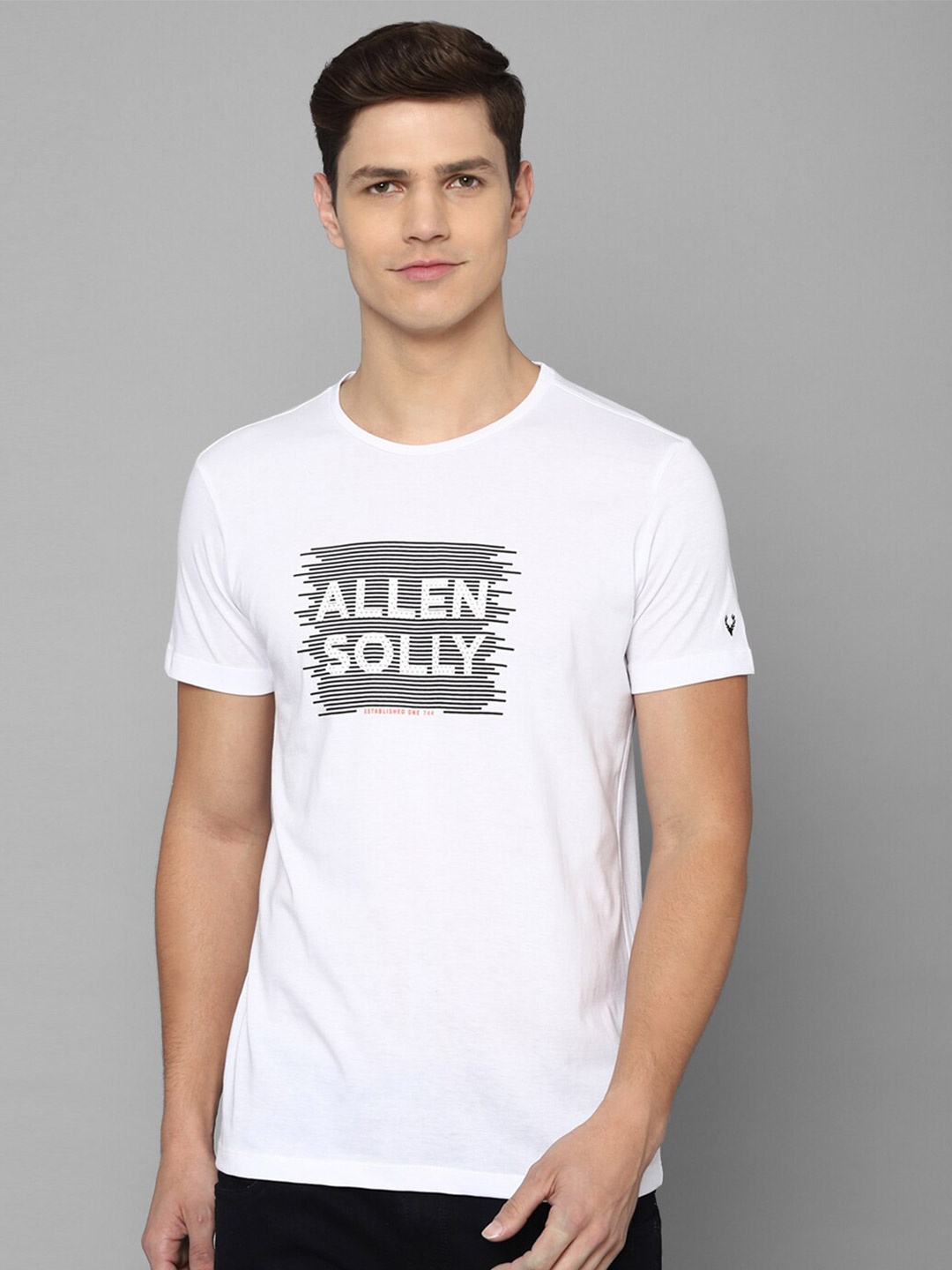 

Allen Solly Men Typography Printed Applique T-shirt, White