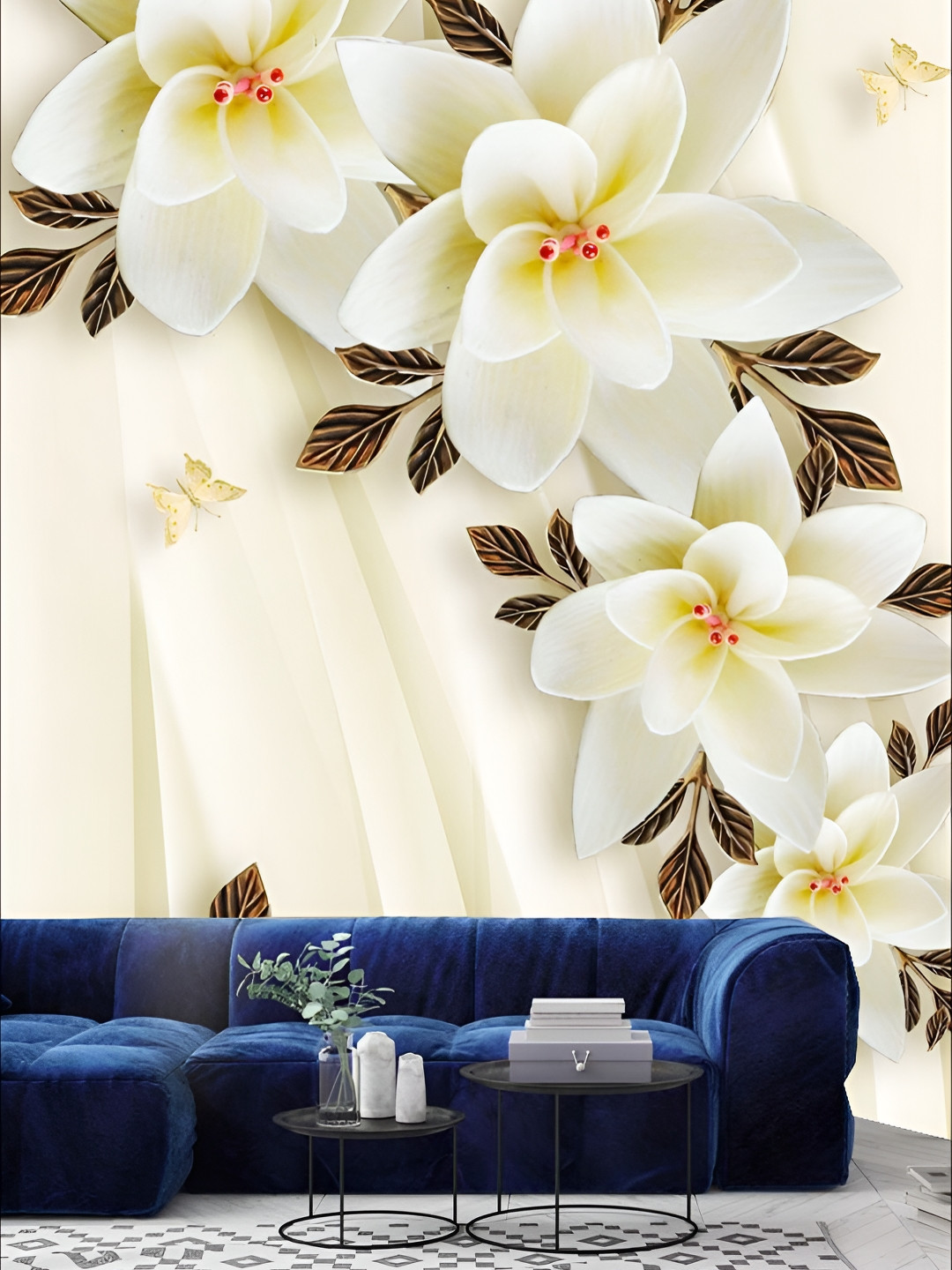 

KSHIRSA Cream Colored & Brown Floral Printed Self-Adhesive Laminated Wallpaper Sticker