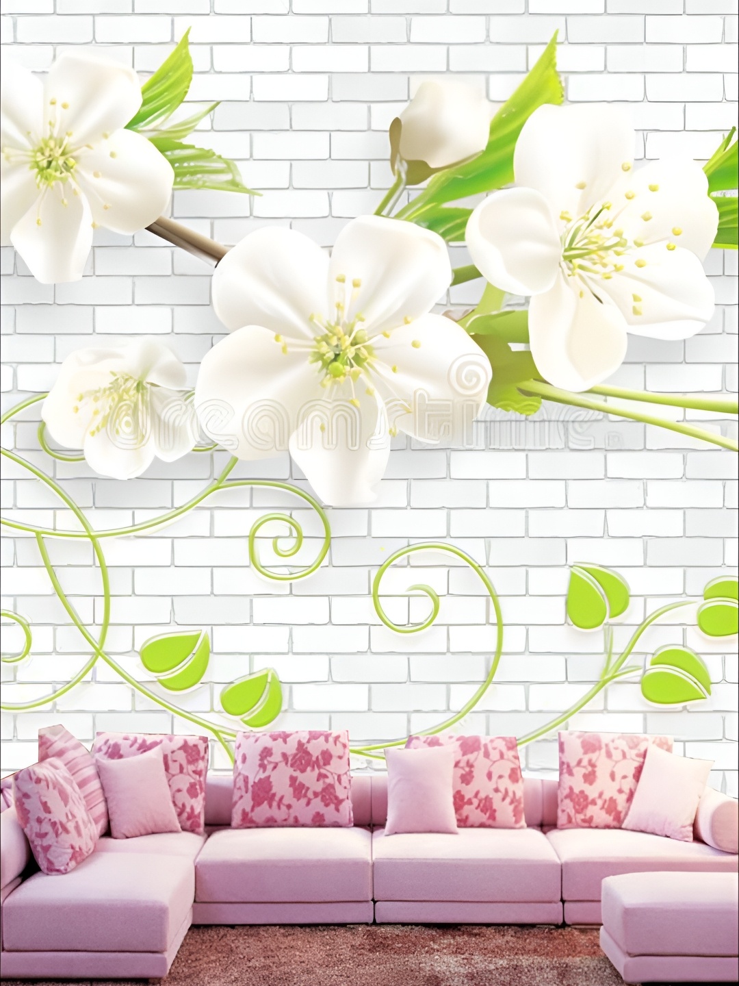 

KSHIRSA White & Green Floral Printed Self-Adhesive Laminated Wallpaper Sticker