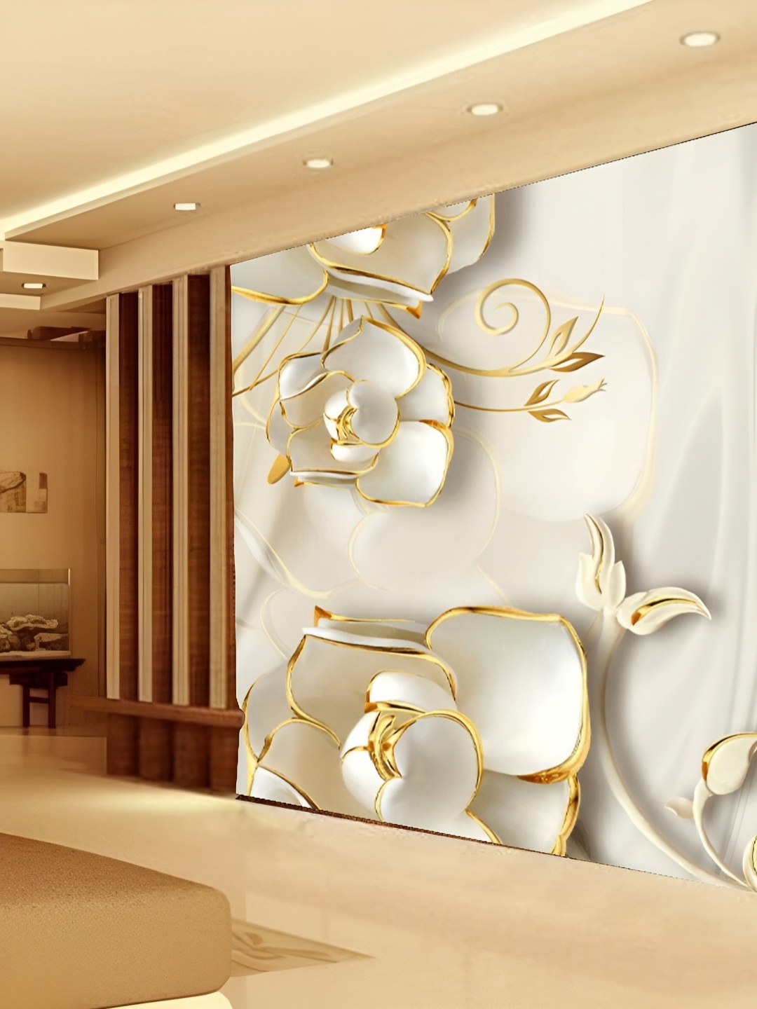 

KSHIRSA White & Cream Colored Printed Self-Adhesive Laminated Wallpaper Sticker
