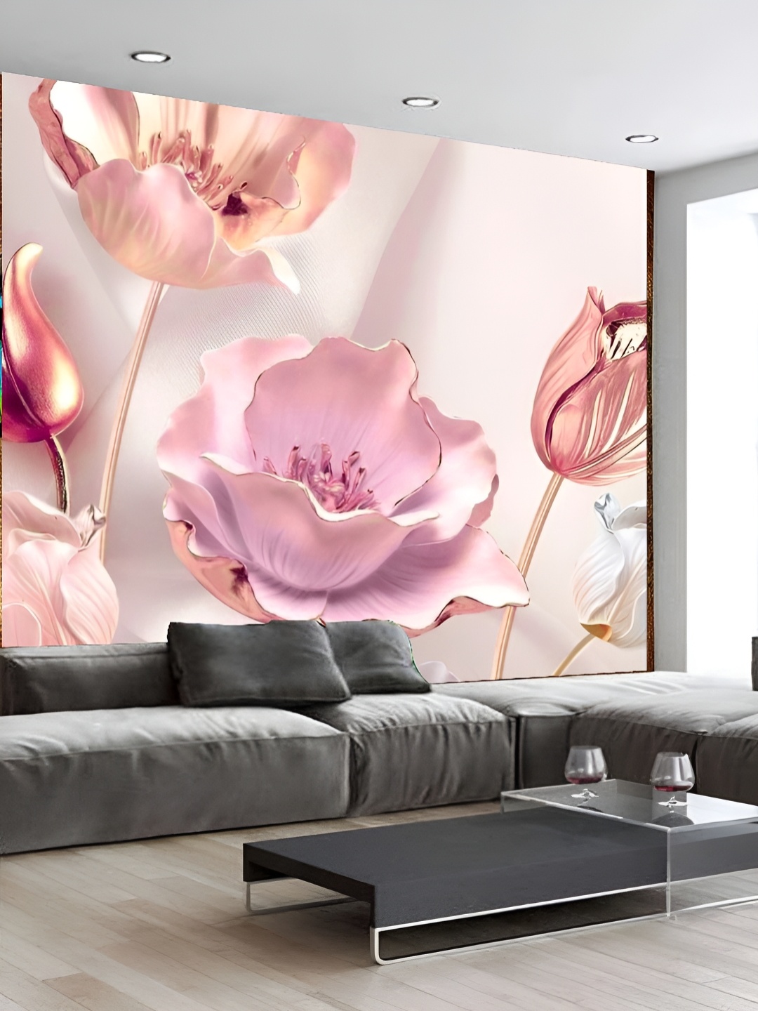 

KSHIRSA Pink Floral Printed Self-Adhesive Wallpaper Sticker