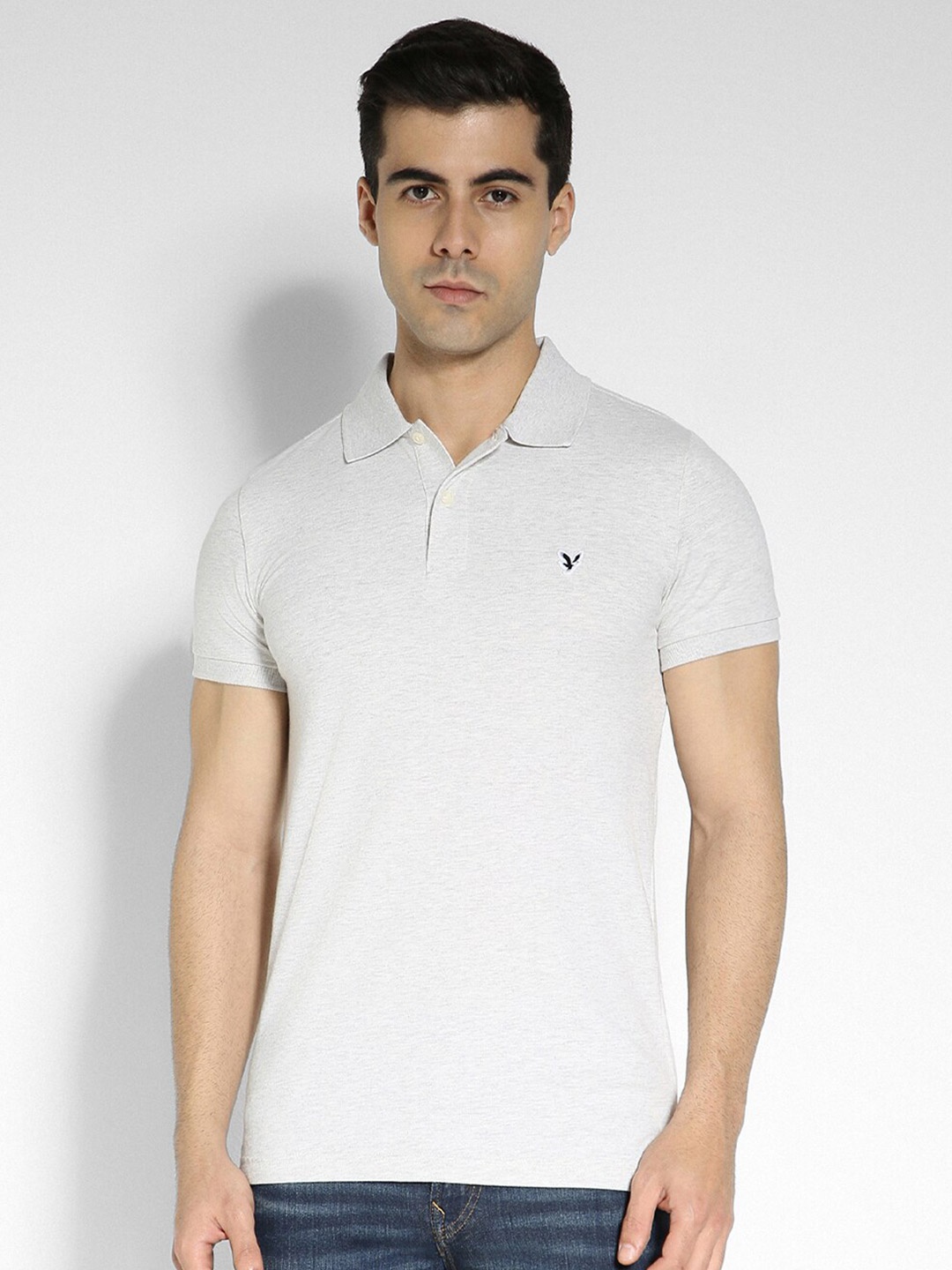 

AMERICAN EAGLE OUTFITTERS Men Polo Collar Slim Fit T-shirt, Grey