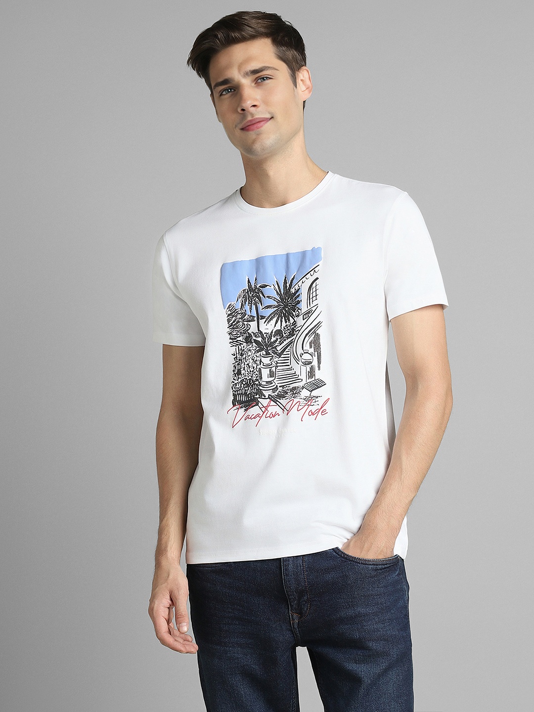 

SIMON CARTER LONDON Men Printed Raw Edge T-shirt, White