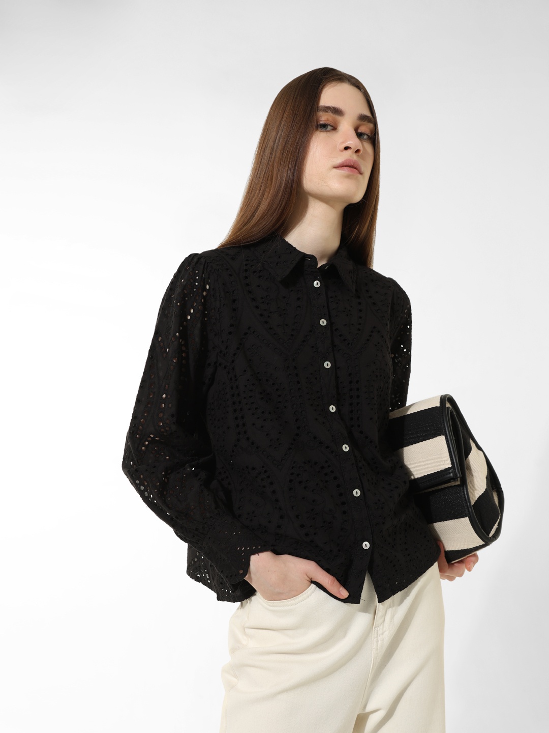 

ONLY Women Opaque Casual Shirt, Black