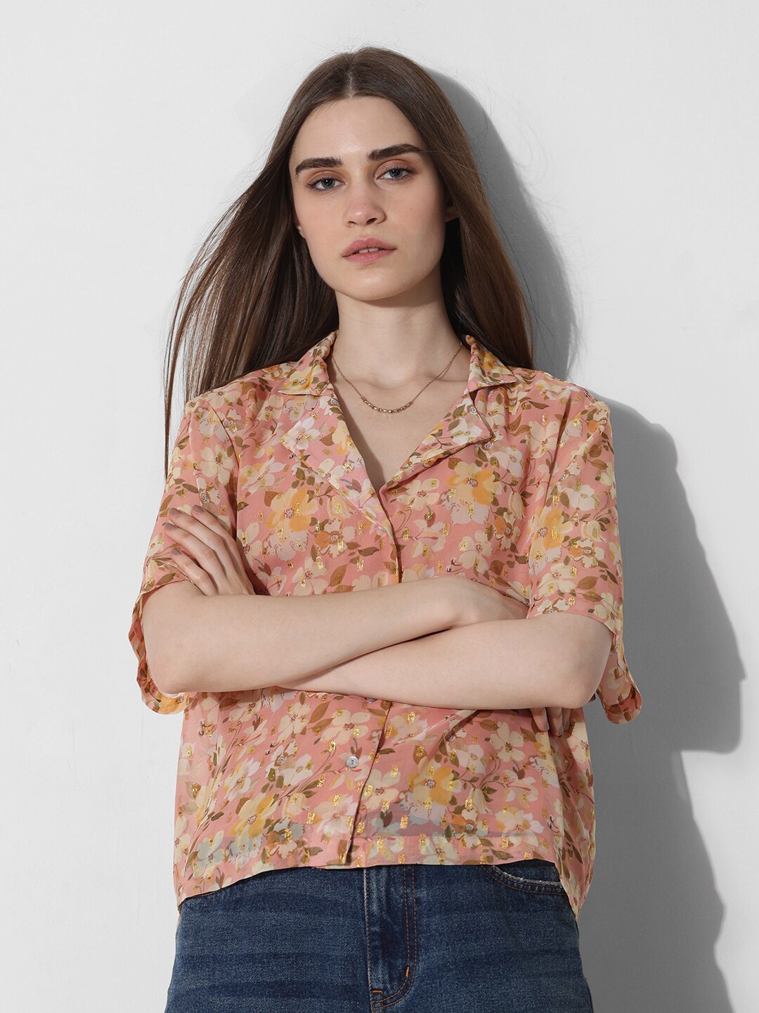 

ONLY Women Floral Opaque Printed Casual Shirt, Pink