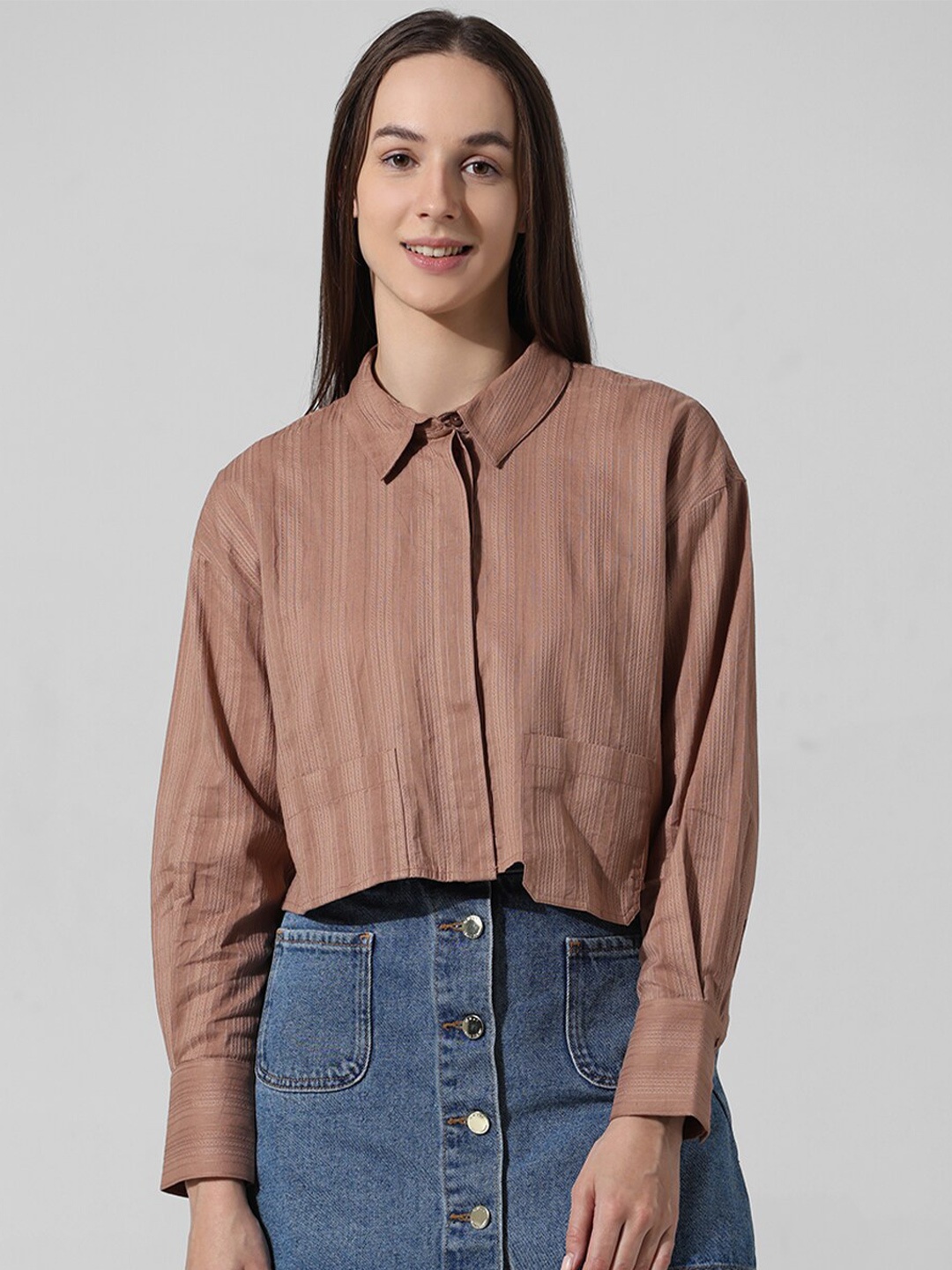 

ONLY Women Opaque Casual Shirt, Brown
