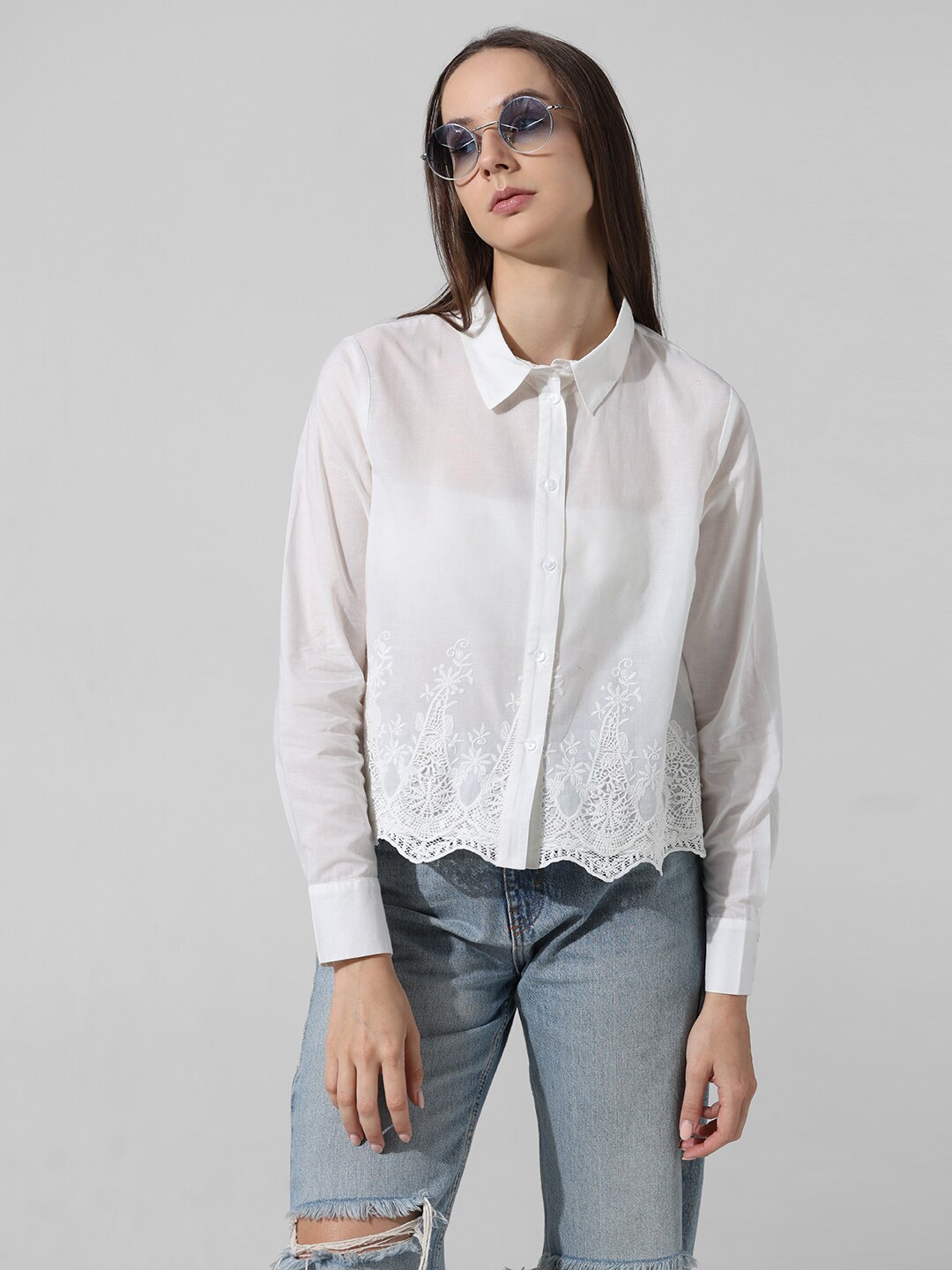 

ONLY Women Opaque Casual Shirt, White