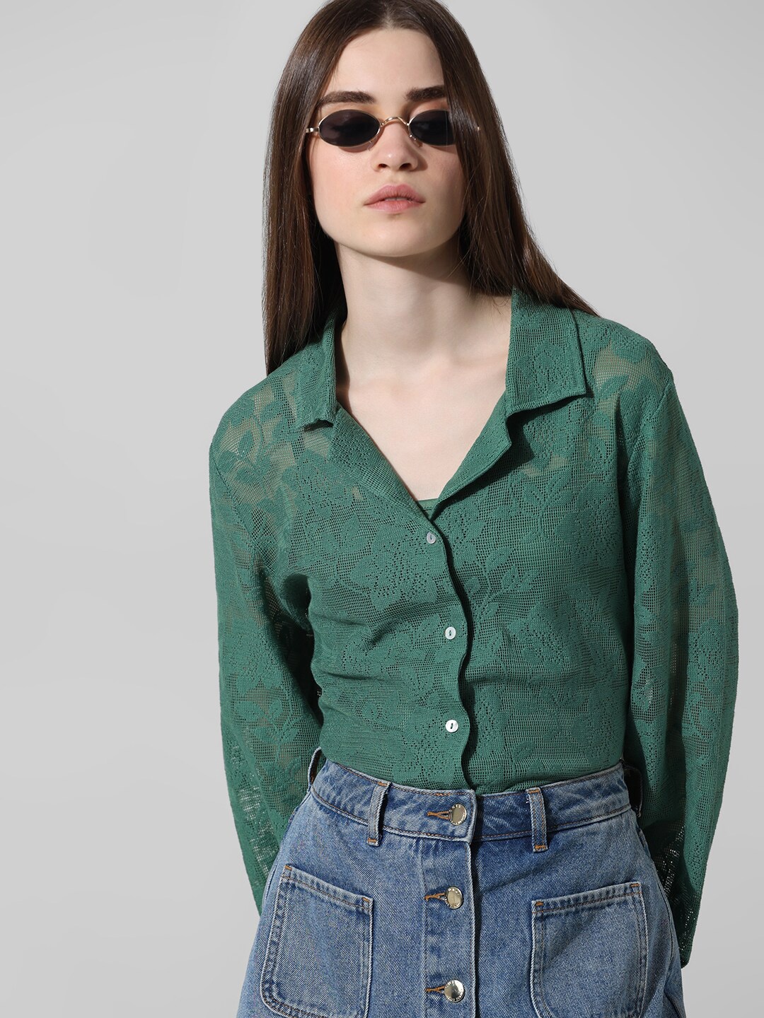 

ONLY Women Opaque Casual Shirt, Green