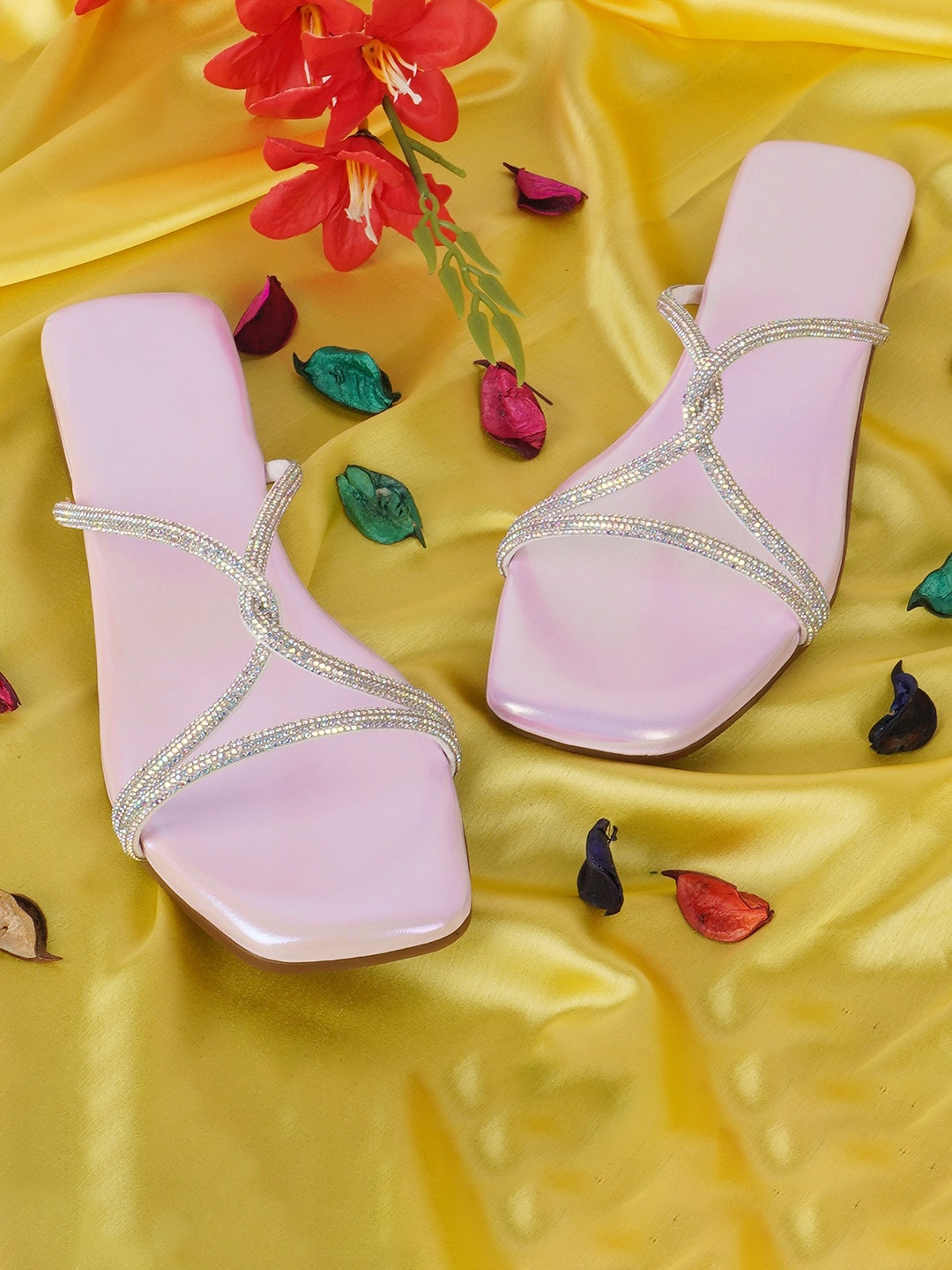 

BAESD Embellished Open Toe Flats, Purple