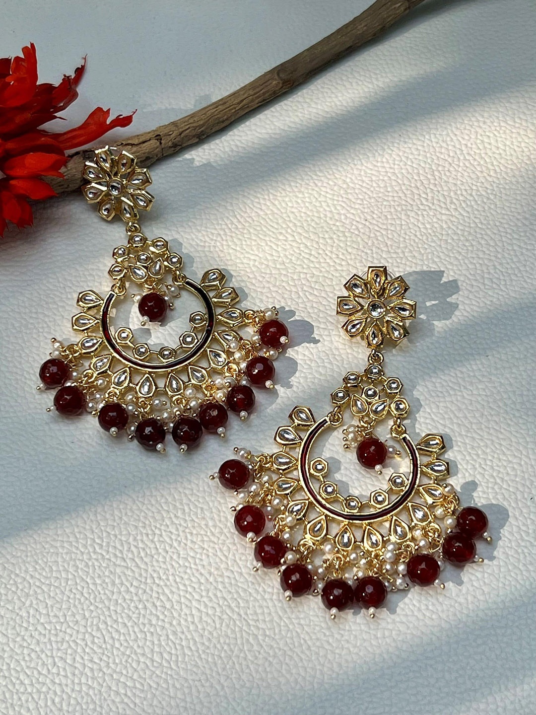 

Prettilicious Contemporary Chandbalis Earrings, Maroon