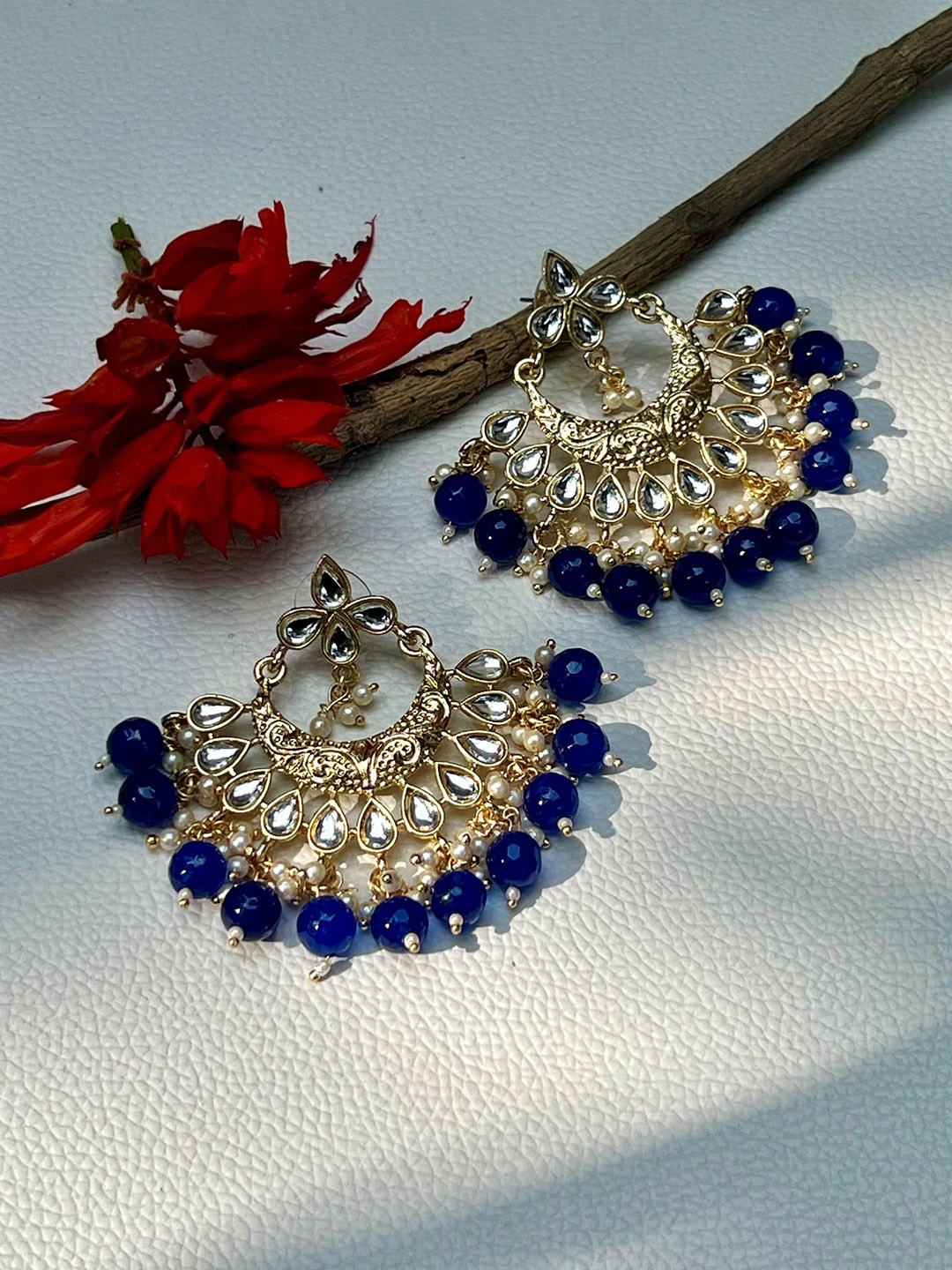 

Prettilicious Contemporary Chandbalis Earrings, Blue