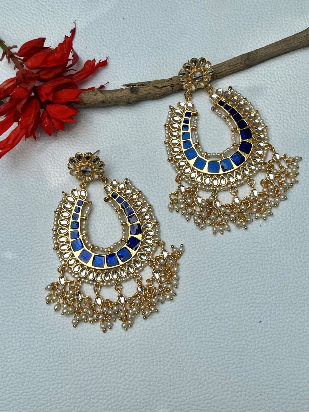 

Prettilicious Contemporary Chandbalis Earrings, Blue