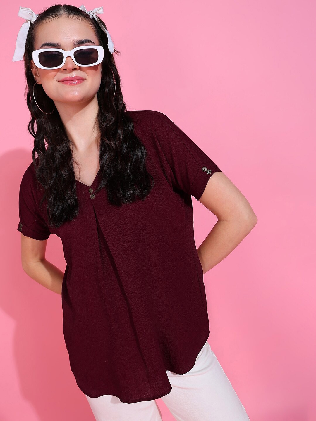 

Rudraaksha Creations Top, Maroon