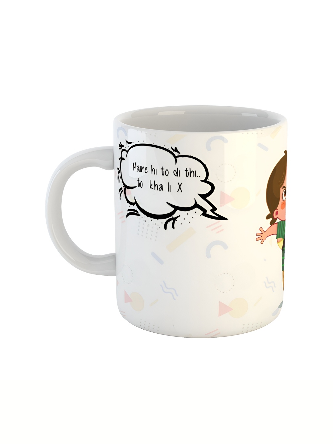 

ARTBUG White & White Printed Ceramic Glossy Core Set of Cups and Mugs