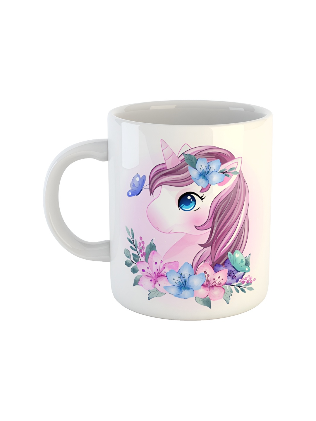 

ARTBUG White & White Printed Ceramic Glossy Core Set of Cups and Mugs