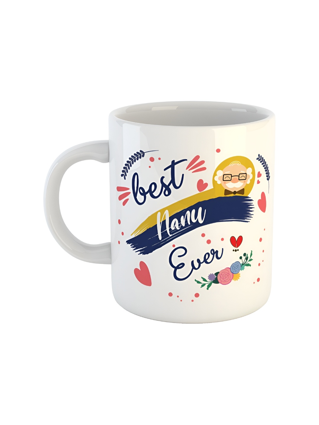 

ARTBUG White & White Printed Ceramic Glossy Core Set of Cups and Mugs