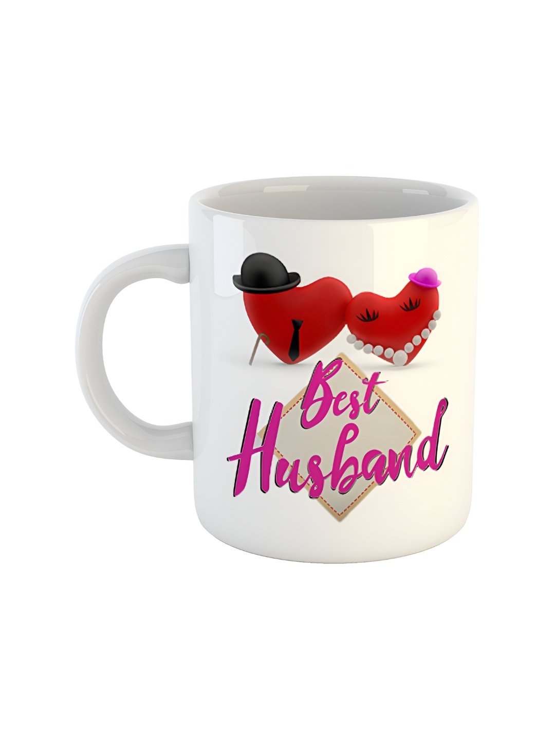 

ARTBUG White & White Printed Ceramic Glossy Core Set of Cups and Mugs
