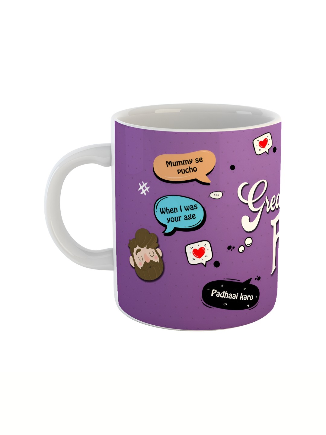 

ARTBUG White & White Printed Ceramic Glossy Core Set of Cups and Mugs